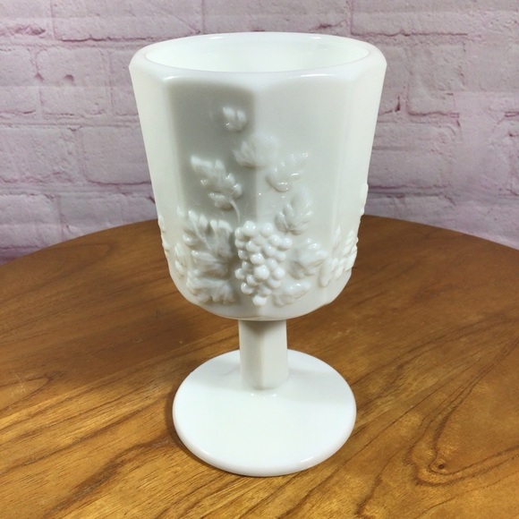 Vintage Westmoreland Milk Glass Paneled Grape Pattern Goblet - Picture 1 of 4